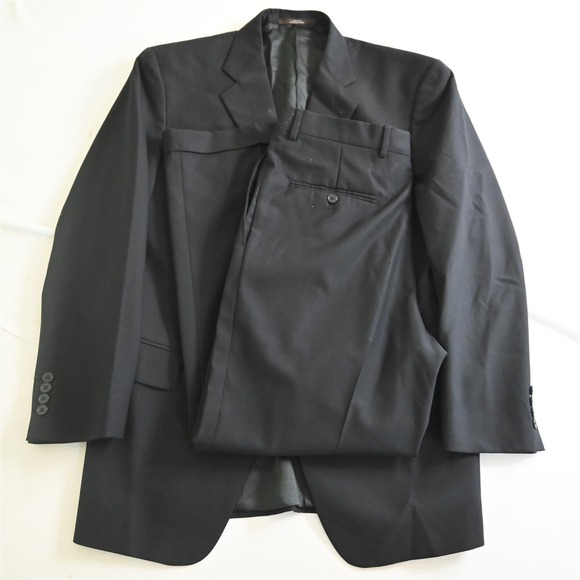Joseph Abboud 41R 42R‎ 34x30 Black 100% Wool USA Made Jacket Pants Suit